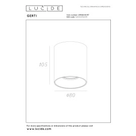 GERTI griestu spot gaismeklis Ø8 cm 1xGU10 40 W kafijas (Lucide)