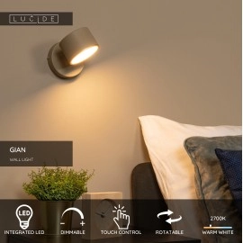 GIAN sienas lampa 9W taupe (Lucide)