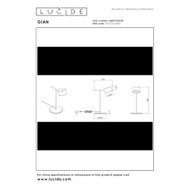GIAN galda lampa 9W melna (Lucide)
