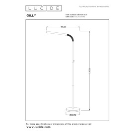 GILLY uzlādējama LED stāvlampa lasīšanai 6W 2700K balta (Lucide)