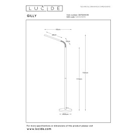 GILLY LED stāvlampa lasīšanai 6W 2700K melna (Lucide)