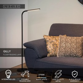 GILLY LED stāvlampa lasīšanai 6W 2700K melna (Lucide)