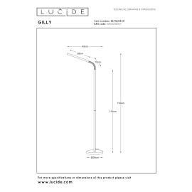 GILLY LED stāvlampa lasīšanai 6W 2700K balta (Lucide)