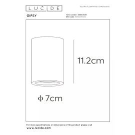 GIPSY griestu prožektors Ø7 cm 1x35W balta (Lucide)
