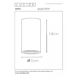 GIPSY griestu prožektors Ø7 cm 1xGU10 balta (Lucide)