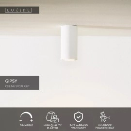 GIPSY griestu prožektors Ø7 cm 1xGU10 balta (Lucide)