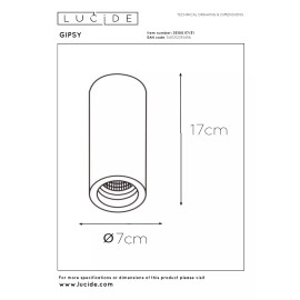 GIPSY griestu prožektors Ø7 cm 1x35W balta (Lucide)