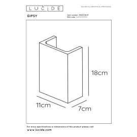GIPSY sienas lampa 23,5 cm × 16,5 cm × 13 cm 1x40W balta (Lucide)