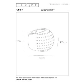 GIPSY sienas lampa 19,5 cm × 20 cm × 20 cm 1x40W balta (Lucide)