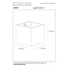 GIPSY sienas lampa 18 cm × 18 cm × 17,5 cm 1x25W balta (Lucide)
