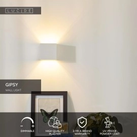 GIPSY sienas lampa 18 cm × 18 cm × 17,5 cm 1x25W balta (Lucide)