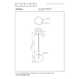 GISELA piekaramā lampa 5 W dzintara tonī (Lucide)