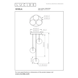 GISELA piekaramā lampa 3x4,3 W caurspīdīga (Lucide)