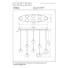 GISELA piekaramā lampa 8x3,9 W caurspīdīga (Lucide)