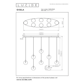 GISELA piekaramā lampa 8x3,9 W dzintara tonī (Lucide)