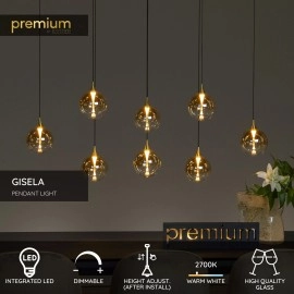 GISELA piekaramā lampa 8x3,9 W dzintara tonī (Lucide)