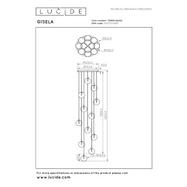 GISELA piekaramā lampa 12x3,5 W dzintara tonī (Lucide)