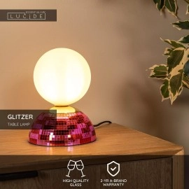 GLITZER Galda lampa Ø14 cm 1xG9 rozā (Lucide)
