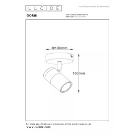 GORIK griestu prožektors 1xGU10 melns (Lucide)