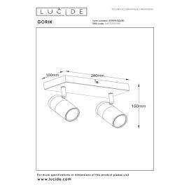 GORIK griestu prožektors 2xGU10 melns (Lucide)