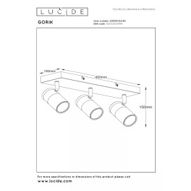 GORIK griestu prožektors 3xGU10 melns (Lucide)
