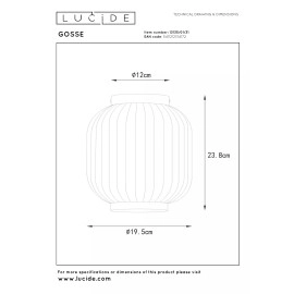 GOSSE plafons 1x40 W E27 Ø19.5 cm balta (Lucide)