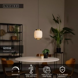 GOSSE piekaramā lampa 1x40 W E27 Ø19.5 cm balta (Lucide)