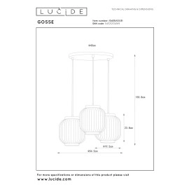 GOSSE piekaramā lampa 3x40 W E27 54.5 cm balta (Lucide)