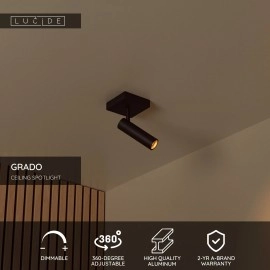 GRADO griestu prožektors 1xGU10 (MR11) melns (Lucide)