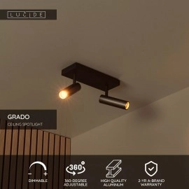 GRADO griestu prožektors 2xGU10 (MR11) pelēkā dzelzs tonī (Lucide)