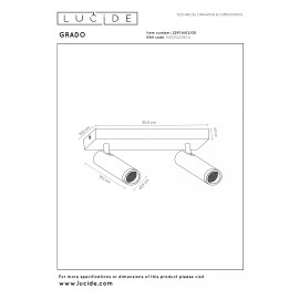 GRADO griestu prožektors 2xGU10 (MR11) melns (Lucide)