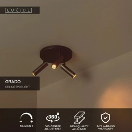 GRADO griestu prožektors 3xGU10 (MR11) pelēkā dzelzs tonī (Lucide)