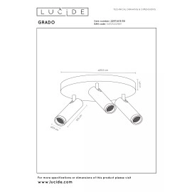 GRADO griestu prožektors 3xGU10 (MR11) melns (Lucide)