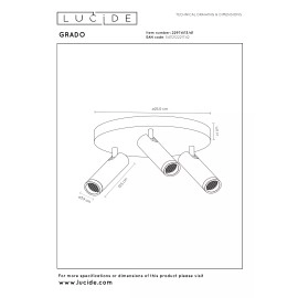 GRADO griestu prožektors 3xGU10 (MR11) taupe (Lucide)