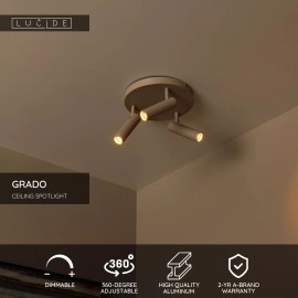 GRADO griestu prožektors 3xGU10 (MR11) taupe (Lucide)