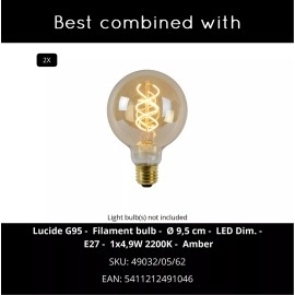GRANTHAM piekaramā lampa 2xE27 40 W kafijas/melnā krāsā (Lucide)