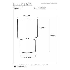 GREASBY galda lampa Ø14 cm 1 x 40 W E14 pelēka (Lucide)