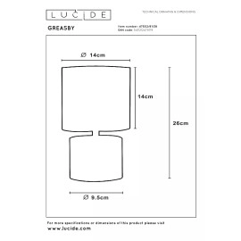 GREASBY galda lampa Ø14 cm 1 x 40 W E14 krēmkrāsa (Lucide)