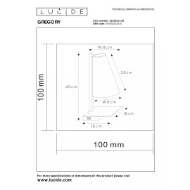 GREGORY naktsgaldiņa/sienas lampa 1x60 W E27 19.8×18 cm melna (Lucide)