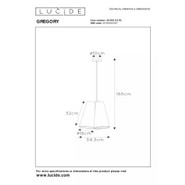 GREGORY piekaramā lampa 3x60 W E27 Ø34.3 cm melna (Lucide)