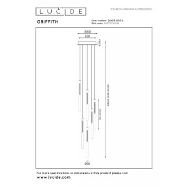 GRIFFITH piekaramā lampa Ø38 cm LED 6 x 6W CCT bronzas krāsā (Lucide)