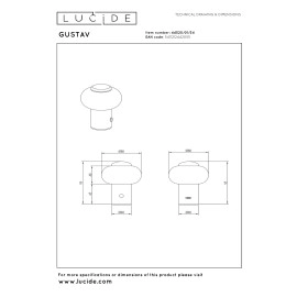 GUSTAV Uzlādējama galda lampa Ø8 cm LED dim 1x0,8W 2700K dzeltena (Lucide)