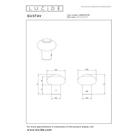 GUSTAV Uzlādējama galda lampa Ø8 cm LED dim 1x0,8W 2700K krēmkrāsa (Lucide)