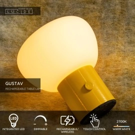 GUSTAV pārnēsājama galda lampa LED 0,8W 2700K, dzeltena (Lucide)