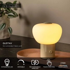 GUSTAV pārnēsājama galda lampa LED 0,8W 2700K, krēmkrāsas (Lucide)