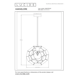 HANNELORE piekaramā lampa Ø 30 cm 1xE27 matēta zelta / misiņa tonī (Lucide)