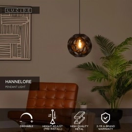 HANNELORE piekaramā lampa Ø 30 cm 1xE27 melna (Lucide)