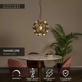 HANNELORE piekaramā lampa Ø 40 cm 1xE27 matēta zelta / misiņa tonī (Lucide)