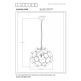 HANNELORE piekaramā lampa Ø 40 cm 1xE27 melna (Lucide)