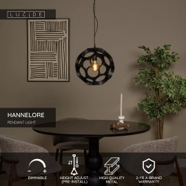 HANNELORE piekaramā lampa Ø 40 cm 1xE27 melna (Lucide)